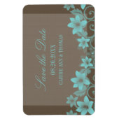 Rustic Floral Save the Date Magnet, Aqua Magneet (Verticaal)