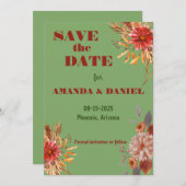 Rustic Floral Save the Date Uitnodiging (Voorkant / Achterkant)