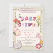 Rustic Floral Scrapbook Collage Baby shower Kaart (Voorkant)