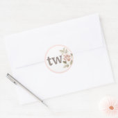 Rustic Floral Shabby Chic Rozen 2e verjaardag Ronde Sticker (Envelop)