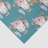 Rustic Floral Skull Boho Monogram op maat Tissuepapier (Detail)