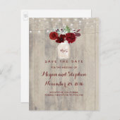 Rustic Floral slaat de datum op Aankondigingskaart (Voorkant / Achterkant)