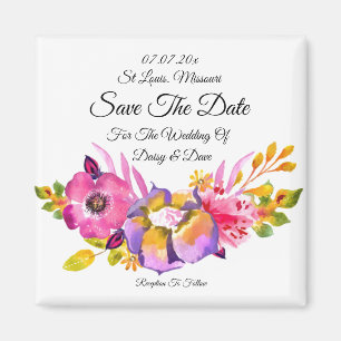 Rustic Floral sparen de Magnet van de Datum uitnod Magneet
