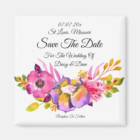 Rustic Floral sparen de Magnet van de Datum uitnod Magneet (Voorkant)