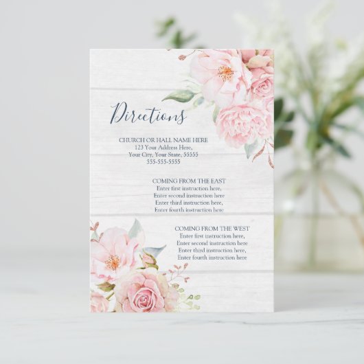 Rustic Floral Spring Wedding Direction Insert Informatiekaartje (Staand voorkant)