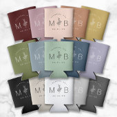 Rustic Floral Stem Wedding Monogram | Licht beige Blikjeskoeler