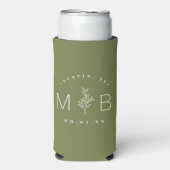 Rustic Floral Stem Wedding Monogram | Olijfgroen (Seltzer Voorkant)