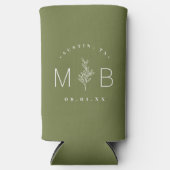 Rustic Floral Stem Wedding Monogram | Olijfgroen (Voorkant)