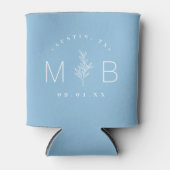Rustic Floral Stem Wedding Monogram | Sky Blue Blikjeskoeler (Voorkant)