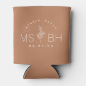 Rustic Floral Stem Wedding Monogram | Terra Cotta Blikjeskoeler (Voorkant)