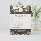 Rustic Floral String Lights Lace Wedding RSVP (Staand voorkant)