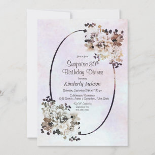 Rustic Floral Surprise 80th Birthday Dinner Kaart