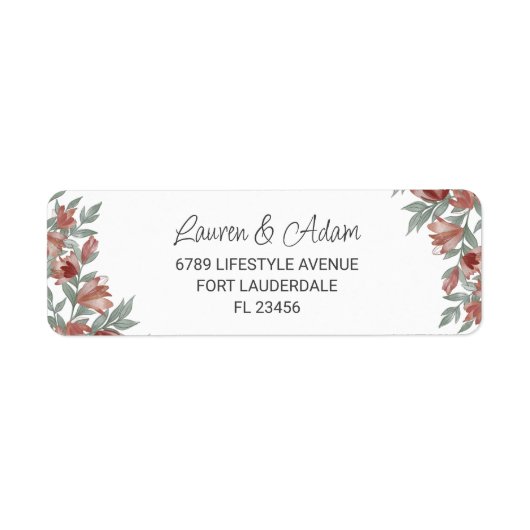 Rustic Floral Terracotta Wedding Address Label (Voorkant)