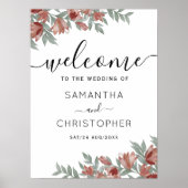 Rustic Floral Terracotta Wedding Sign Poster (Voorkant)