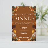Rustic Floral Thanksgiving Dinner Invitation  (Debout devant)