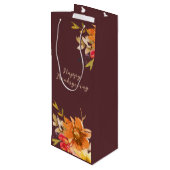 Rustic Floral Thanksgiving Wijn Cadeautas (Achterkant Gekanteld)