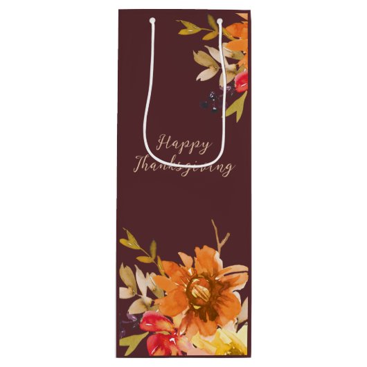 Rustic Floral Thanksgiving Wijn Cadeautas (Voorkant)
