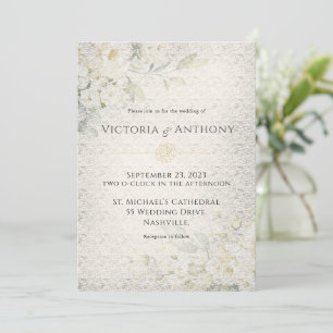 Rustic Floral Vintage Wedding Kaart