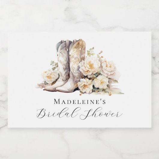 Rustic Floral Waterverf Boots Vrijgezellenfeest Sparkling Wijnetiket (Enkel label)