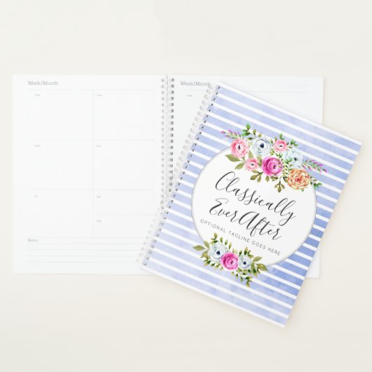Rustic Floral Waterverf Modern Stripe Shabby Chic Planner (Display)