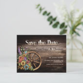 Rustic Floral Wedding Aankondigingskaart (Staand voorkant)