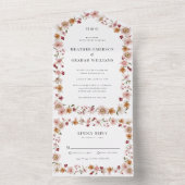 Rustic Floral Wedding All In One Uitnodiging (Binnen)