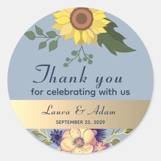 Rustic Floral Wedding Bedankt Ronde Sticker (Voorkant)