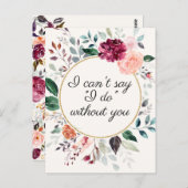 Rustic Floral Wedding Bridesmaid Kaart (Voorkant / Achterkant)