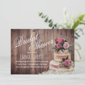 Rustic Floral Wedding Cake Elegant Vrijgezellenfee Kaart (Staand voorkant)