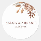 Rustic Floral Wedding Enclosure Card – Earthy Eleg Ronde Sticker (Voorkant)