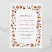 Rustic Floral Wedding Folie Folie Uitnodiging (Voorkant)