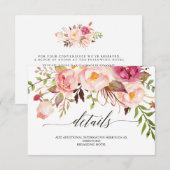 Rustic Floral Wedding Information/Details 2-Side-3 Informatiekaartje (Voorkant / Achterkant)