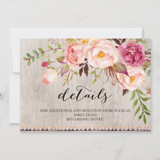 Rustic Floral Wedding Information/Double-Sided Kaart (Voorkant)