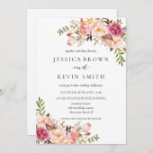 Rustic Floral Wedding Invitation-02update Kaart (Voorkant / Achterkant)