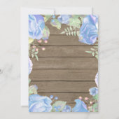 Rustic Floral Wedding Invitation Blue Waterverf Kaart (Achterkant)