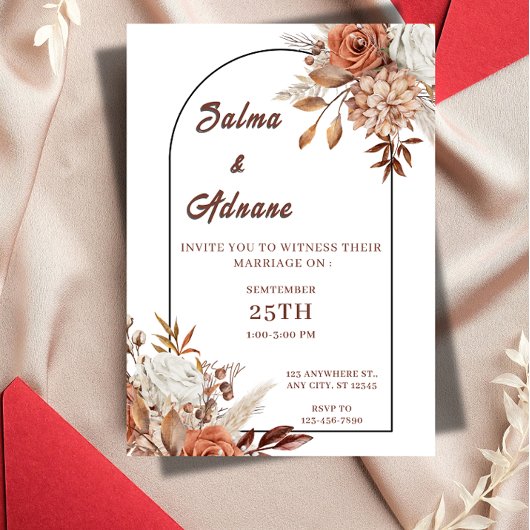 Rustic Floral Wedding Invitation – Earthy Elegance