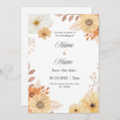 Rustic floral wedding invitation kaart (Voorkant / Achterkant)