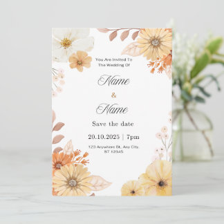 Rustic floral wedding invitation  kaart
