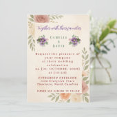 Rustic Floral Wedding Invitation Kaart (Staand voorkant)