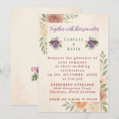 Rustic Floral Wedding Invitation Kaart (Voorkant / Achterkant)