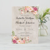 Rustic Floral Wedding Invitation/Waterverf bg-2 Kaart (Staand voorkant)