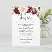 Rustic Floral Wedding Kissing Menu Game Kaart (Staand voorkant)