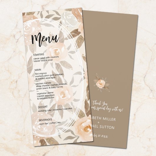 Rustic Floral Wedding Menu