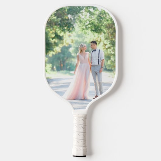 Rustic Floral Wedding Monogram en Foto Pickleball Paddle (Achterkant)