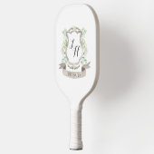 Rustic Floral Wedding Monogram en Foto Pickleball Paddle (Links)