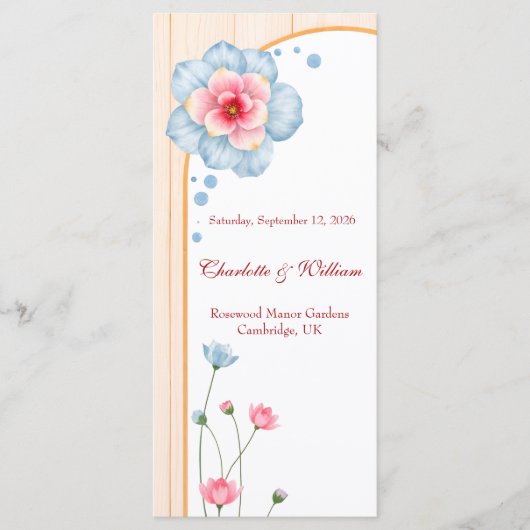 Rustic Floral Wedding Programma (Voorkant)