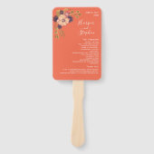 Rustic Floral Wedding Programme Hand Fan Handwaaier (Voorkant)