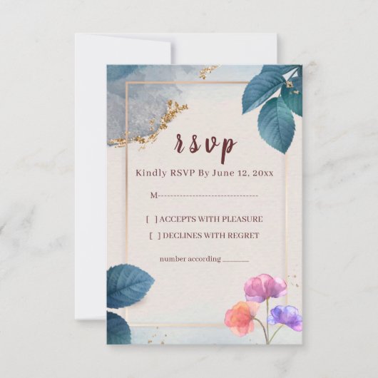 Rustic Floral Wedding RSVP Card (Devant)