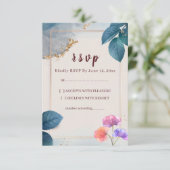 Rustic Floral Wedding RSVP Card (Debout devant)