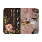 Rustic Floral Wedding Save the Date Invitation Magneet (Horizontaal)